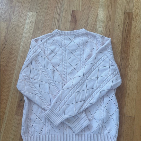 Aritzia’s Sunday Best Peggy Sweater Pink Cable Knit Merino Wool size Large - Picture 4 of 6